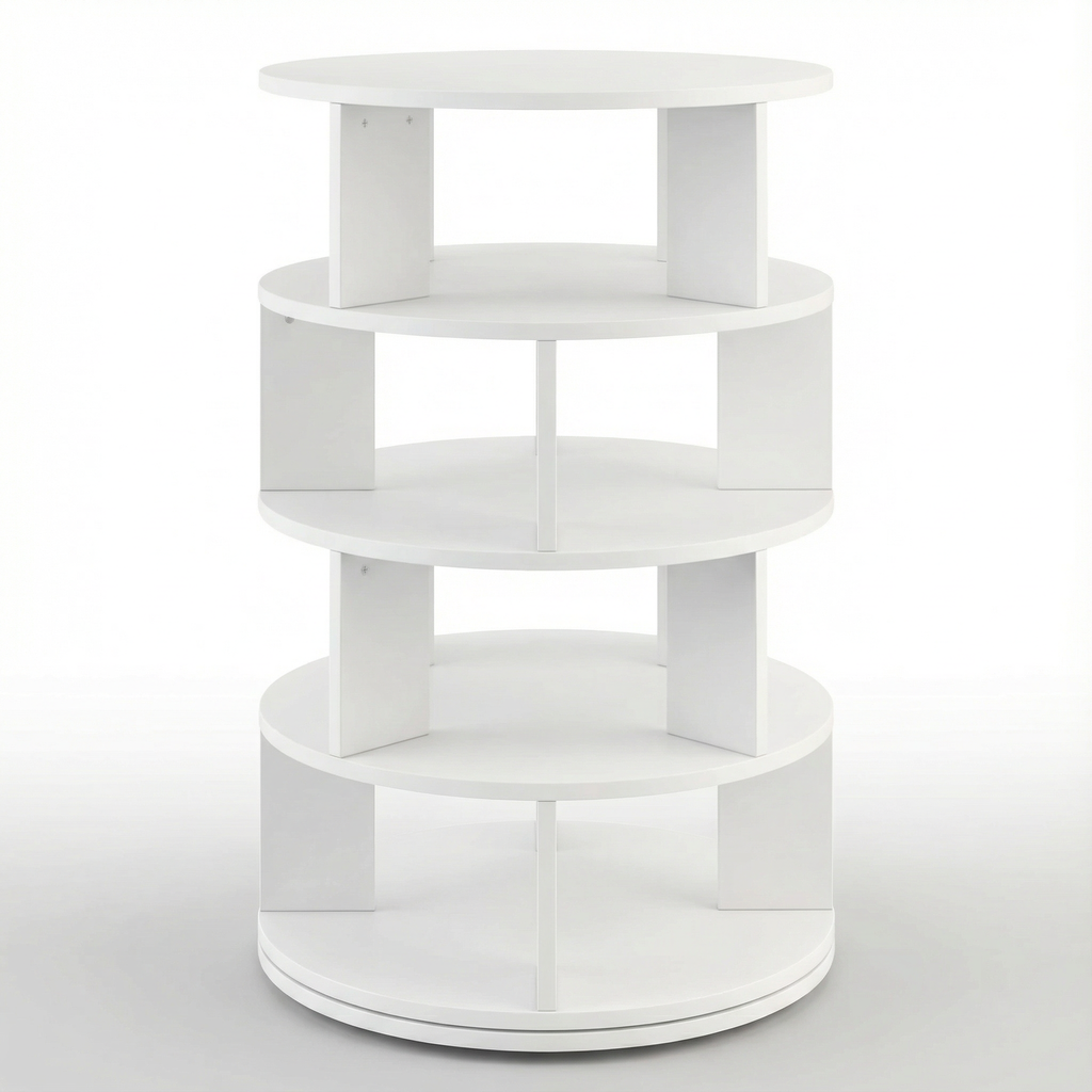 Meuble Chaussures 360° | Rond Blanc 4 Niveaux 60cm