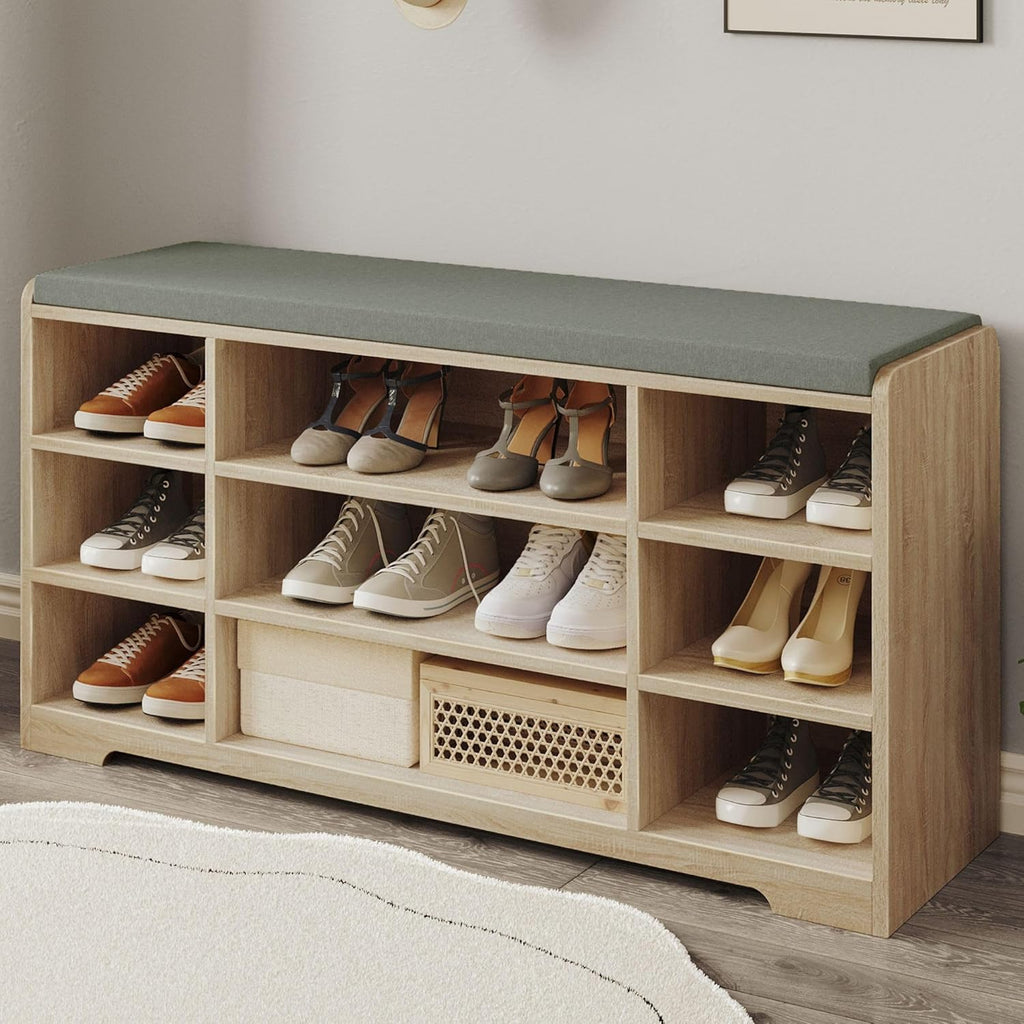 Banc Chaussures 9 Compartiments Réglables | Ivoire 103cm