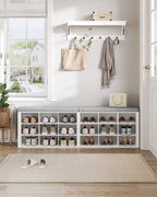 Banc  meuble a chaussure bas long 150cm | 18 Compartiments Blanc