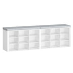 Banc  meuble a chaussure bas long 150cm | 18 Compartiments Blanc