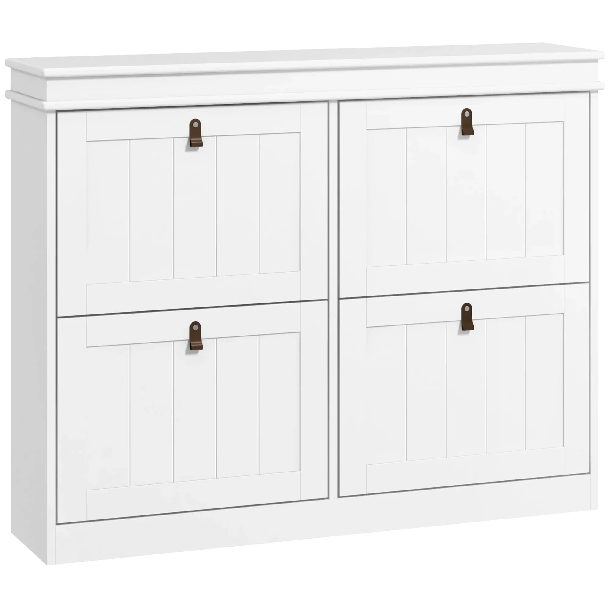Meuble Chaussures 4 Portes Basculantes | Blanc 105cm