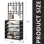 Meuble Chaussures + Porte-Manteau | Métal 5 Niveaux 169cm