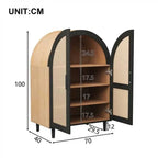 Meuble Chaussures Noir Bois Portes Rotin | 2 Portes 70cm