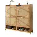 Grand Meuble Chaussures 4 Portes Rotin | Bois Métal 100cm