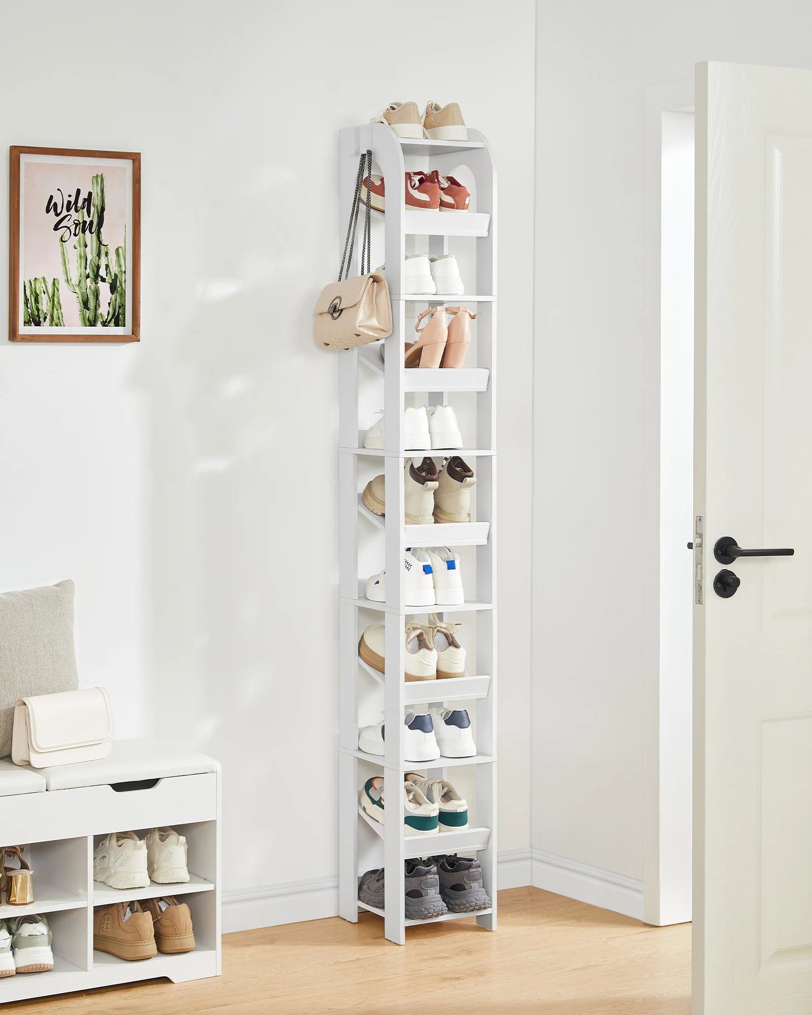 Meuble Chaussures Haut 11 Niveaux | Colonne Verticale 186cm
