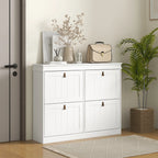 Meuble Chaussures 4 Portes Basculantes | Blanc 105cm