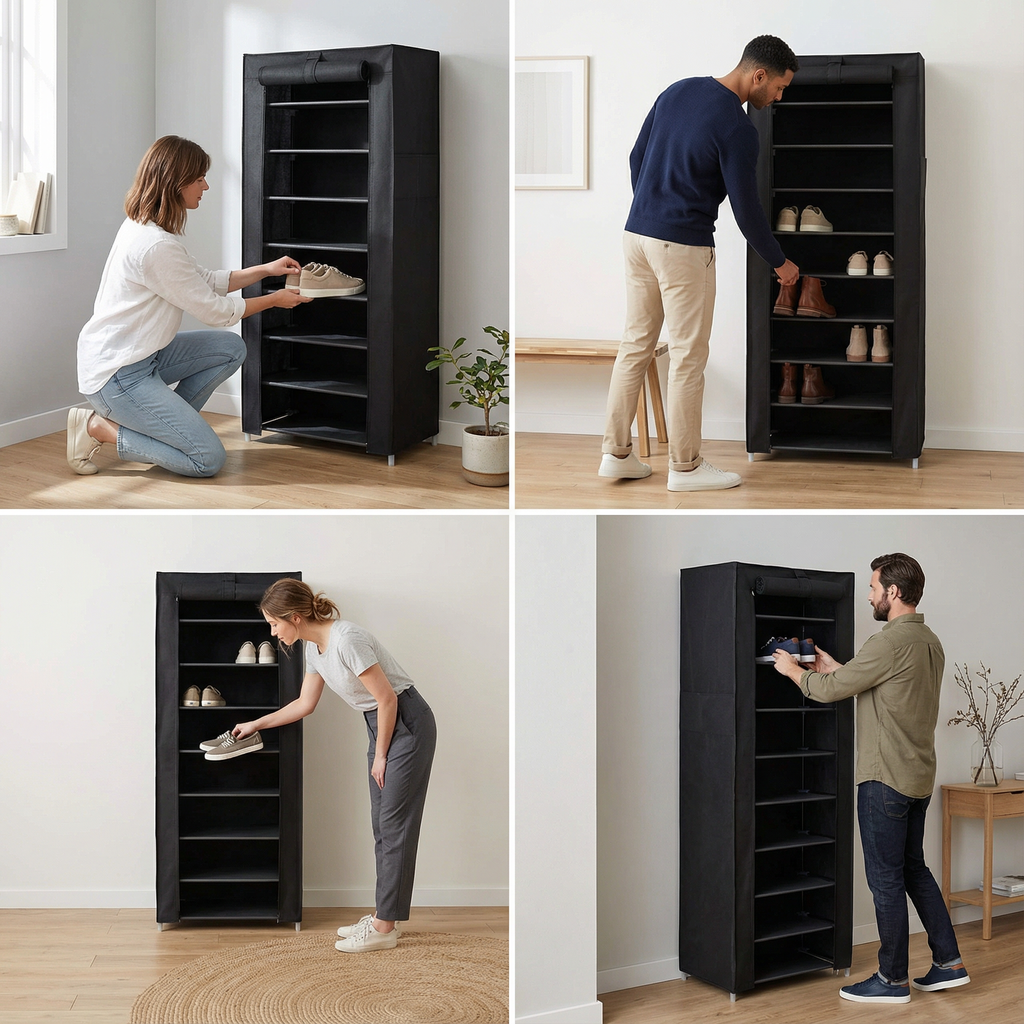 Étagère Chaussures Exterieur 10 Niveaux Housse | Tissu Métal 160cm