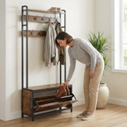 Meuble Chaussures + Penderie 9 Crochets | Banc Industriel 85cm