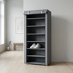 Meuble Chaussures Gris 8 Niveaux | Tissu Anti-Poussière